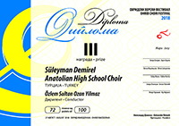 Süleyman Demirel Anatolian High School Choir Diploma